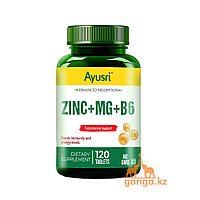 Цинк, Магний и Витамин B6 (Zinc+MG+B6 AYUSRI), 120 таб