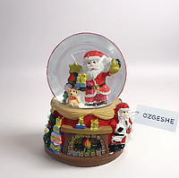 Новогодний светящийся снежный шар с Санта-Клаусом OZGESHE 6*4.5 красный вид 3
