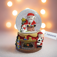 Новогодний светящийся снежный шар с Санта-Клаусом OZGESHE 6*4.5 красный вид 4