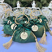 Бонбоньерка  "Шелковый мешок" Изумруд