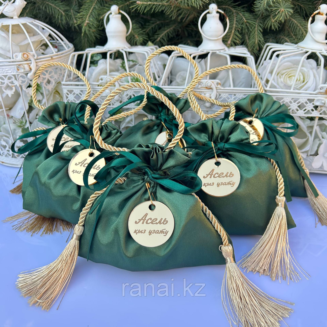 Бонбоньерка "Шелковый мешок" Изумруд, фото 1