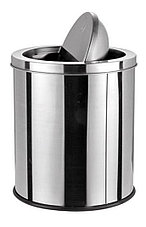 Металлическая урна с вращающей крышкой 12 литров хром серебристая для мусора глянцевая, фото 2