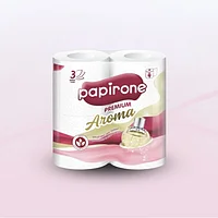 Туалетная бумага Papirone, 3-х слойная, 4 рулона, белая Aroma