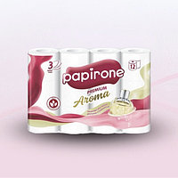 Туалетная бумага Papirone, 3-х слойная, 12 рулонов, белая Aroma