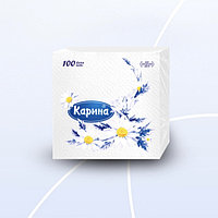 Салфетки Карина, 1-слойные, 100 шт., размер листа 24*24 см, белые