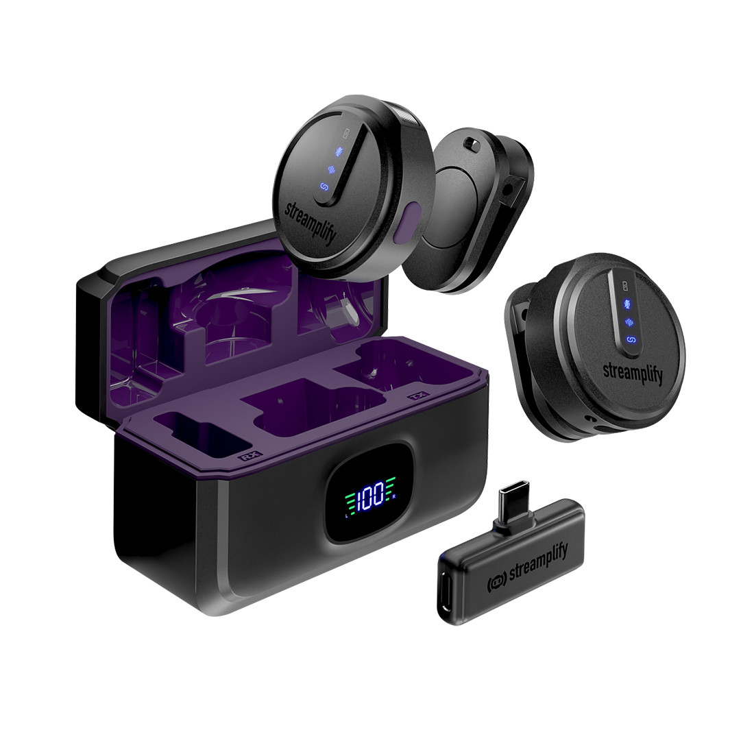 Петличный микрофон Streamplify MIC GO 2-033686 MIC GO-48-WL-BK