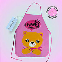 Детский фартук для творчества водоотталкивающий OZGESHE с мишкой розовый