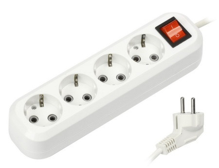 Сетевой фильтр Smartbuy 4 гнезда 16А/3,5кВт с заземлением и выключателем, фото 1