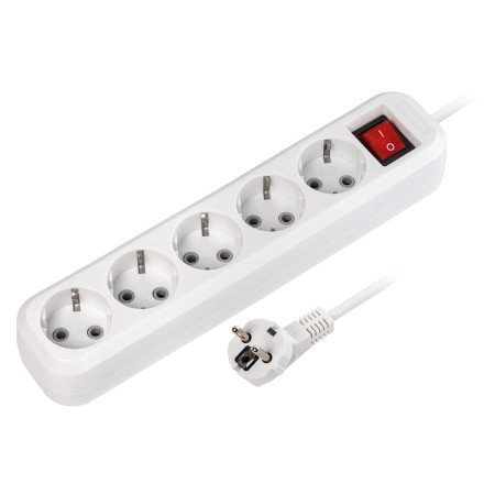 Сетевой фильтр Smartbuy 5 гнезд 16А/3,5кВт с заземлением и выключателем, фото 1