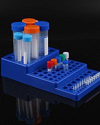 Штатив лабораторный универсальный, ступенчатый, с отверстиями разных диаметров (синий)