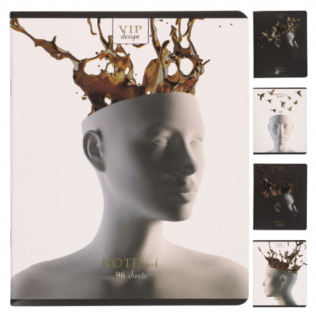 Тетрадь общая "Полет мысли", 96л, А5, скрепка, клетка (фольга, матовая ламинация, выборочный рельефный лак)