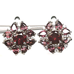Серьги с натуральным Гранатами