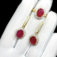 Роскошное кольцо с натуральными Рубинами 9 мм