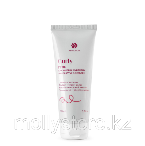 Восстанавливающий гель для укладки с эффектом мокрых волос "Сильная фиксация" ADRICOCO Curly 100 мл, фото 1