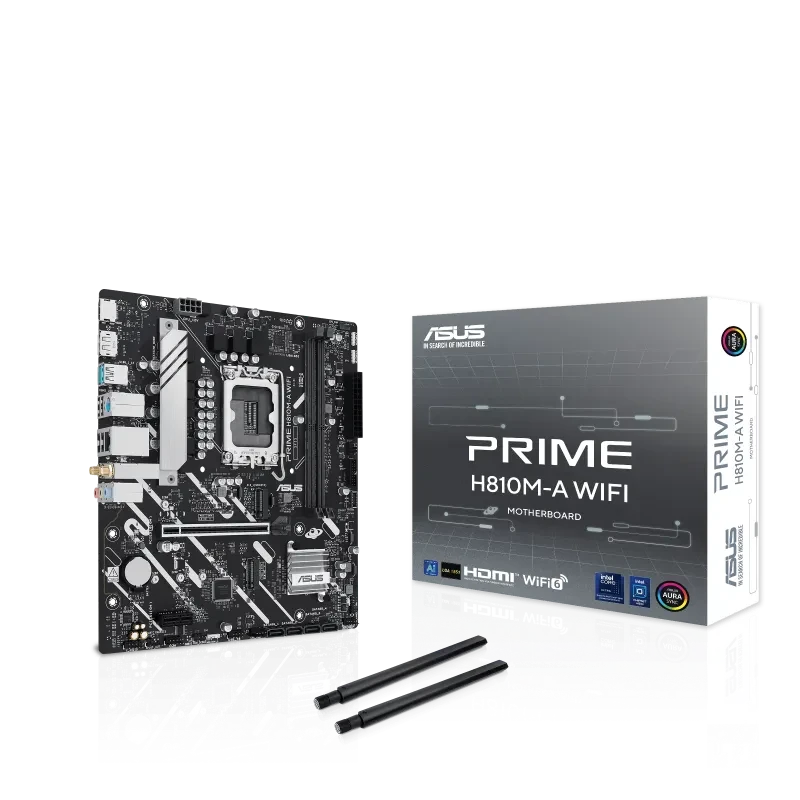 Материнская плата ASUS PRIME H810M-A WIFI, LGA1851 H810 2xDDR5 4xSATA 2xM.2 HDMI DP USB-C mATX