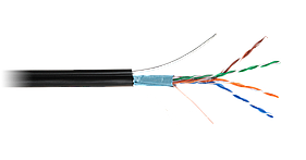 Кабель F/UTP 4 пары, Кат.5е, медный, внешний, PE -40, с тросом, черный, 305м EC-UF004-5E-PE-SW-BK