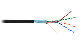 Кабель F/UTP 4 пары, Кат.5e, одножильный, медный, внешний, PE до -40C, черный, 305м EC-UF004-5E-PE-BK