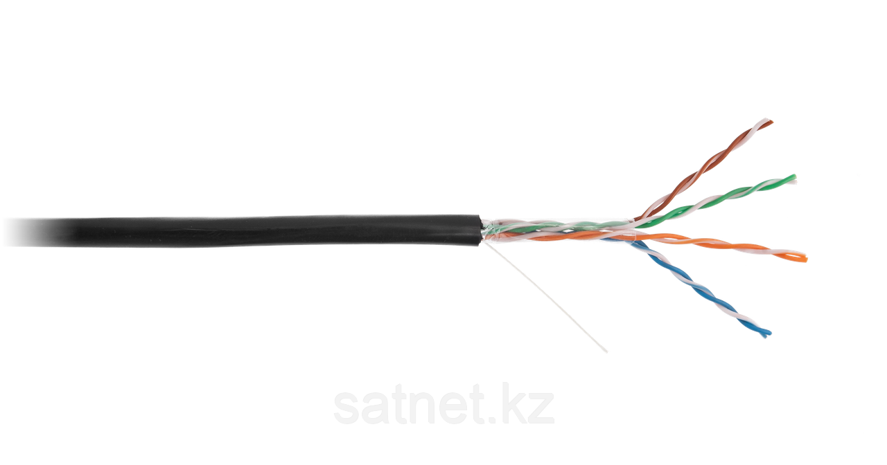 Кабель U/UTP 4 пары, Кат.5e, одножильный, CCA, внешний, PE до -40C, черный, 305м CCA-UU004-5E-PE-BK, фото 1