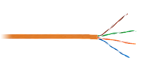 Кабель U/UTP 4 пары, Кат.5e, одножильный, медный, внутренний, LSZH, оранжевый, 305м EC-UU004-5E-LSZH-OR