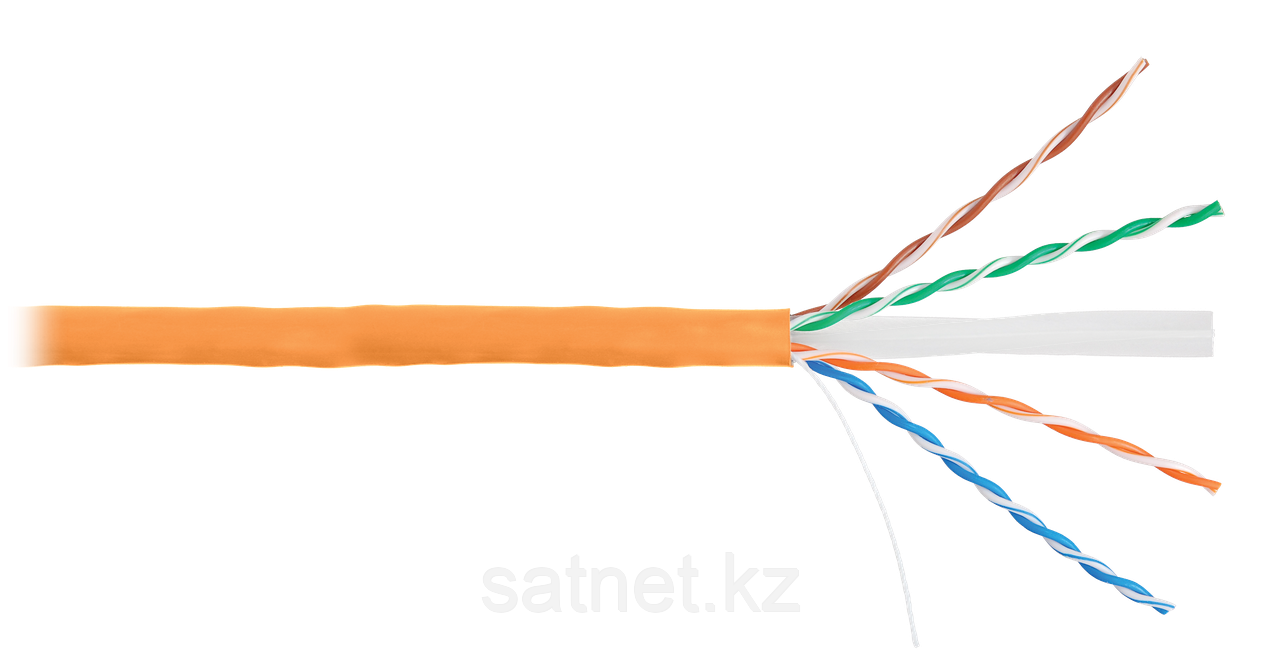 Кабель U/UTP 4 пары, Кат.6, одножильный, медный, внутренний, LSZH, оранжевый, 305м EC-UU004-6-LSZH-OR, фото 1