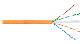Кабель U/UTP 4 пары, Кат.6, одножильный, медный, внутренний, LSZH, оранжевый, 305м EC-UU004-6-LSZH-OR