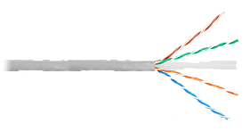 Кабель U/UTP 4 пары, Кат.6, одножильный, медный, внутренний, PVC, серый, 305м EC-UU004-6-PVC-GY