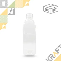 Бутылка 1000мл, с широким горлом 38мм «Квадрат» (100шт/уп)