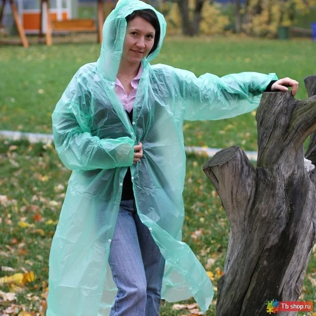Дождевик-плащ одноразовый с капюшоном, фото 1