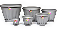 Горшок Знатный 0,45л ф110мм с поддоном( серый) М300МР