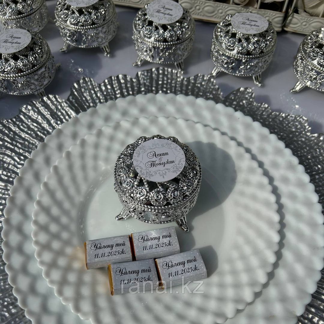 Бонбоньерка "Круг серебристый"