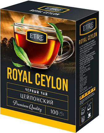 Чай Royal Ceylon черный цейлонский отборный, 100 пакетиков «ETRE», 200 г, фото 1
