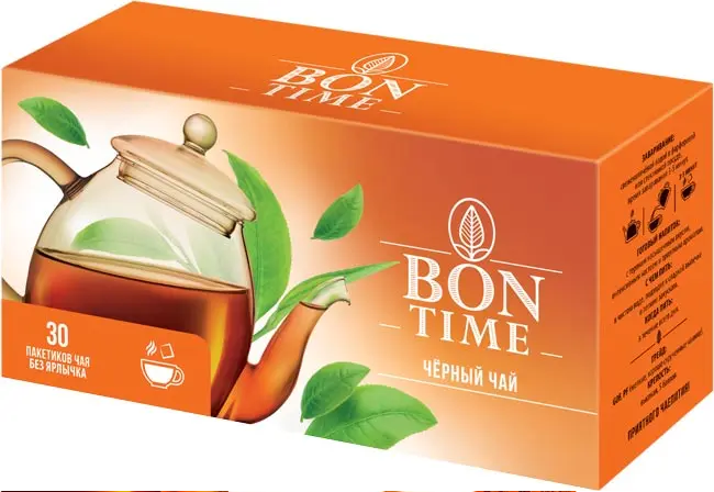 Чай черный, 30 пакетиков без ярлычка «Bontime», 60 г
