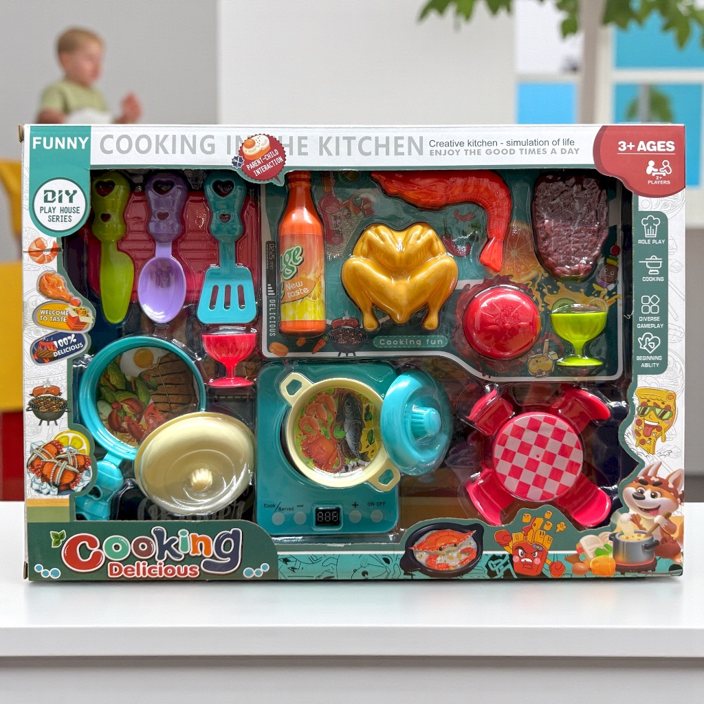 588-6c Кухня с барбекью и курицей и столом 41*29см, фото 1