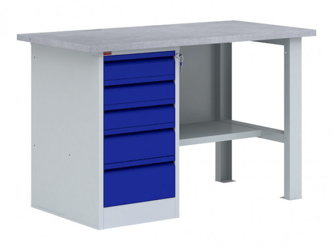 Верстак ВП-3Т/1.6 металлический однотумбовый с драйвером, фото 1