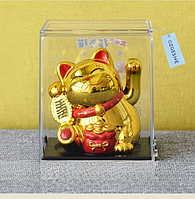 Статуэтка Японский Манэки нэко на солнечных батареях и двухстороннем скотче OZGESHE 6*5,5 см золотистый