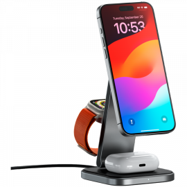 Беспроводное зарядное устройство-подставка Satechi 3-in-1 Foldable Qi2 (ST-Q31FM-EA)