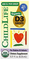ChildLife Органический витамин D3 для детей и младенцев масло 10