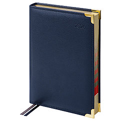 Ежедневник датированный 2026г., А5, 184л., Delucci, Фактурная кожа, зол. срез, черный