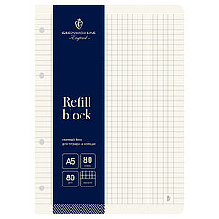 Сменный блок 80л., А5, Greenwich Line, инд. упак., в клетку, 80г/м2