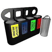 Урна для раздельного сбора мусора Город 4 секции (4х32л)