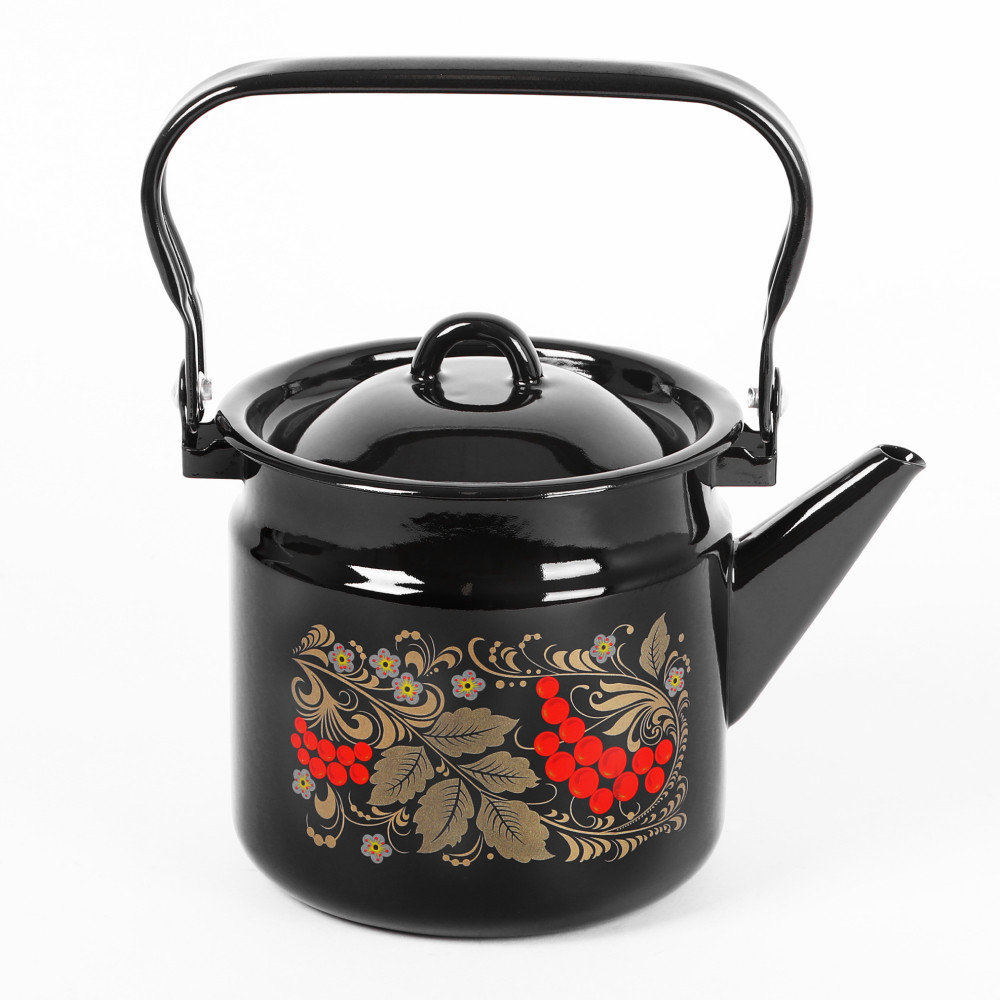 Чайник эмалированный 2 л, Стальэмаль 1с25с, Рябина черный, фото 1