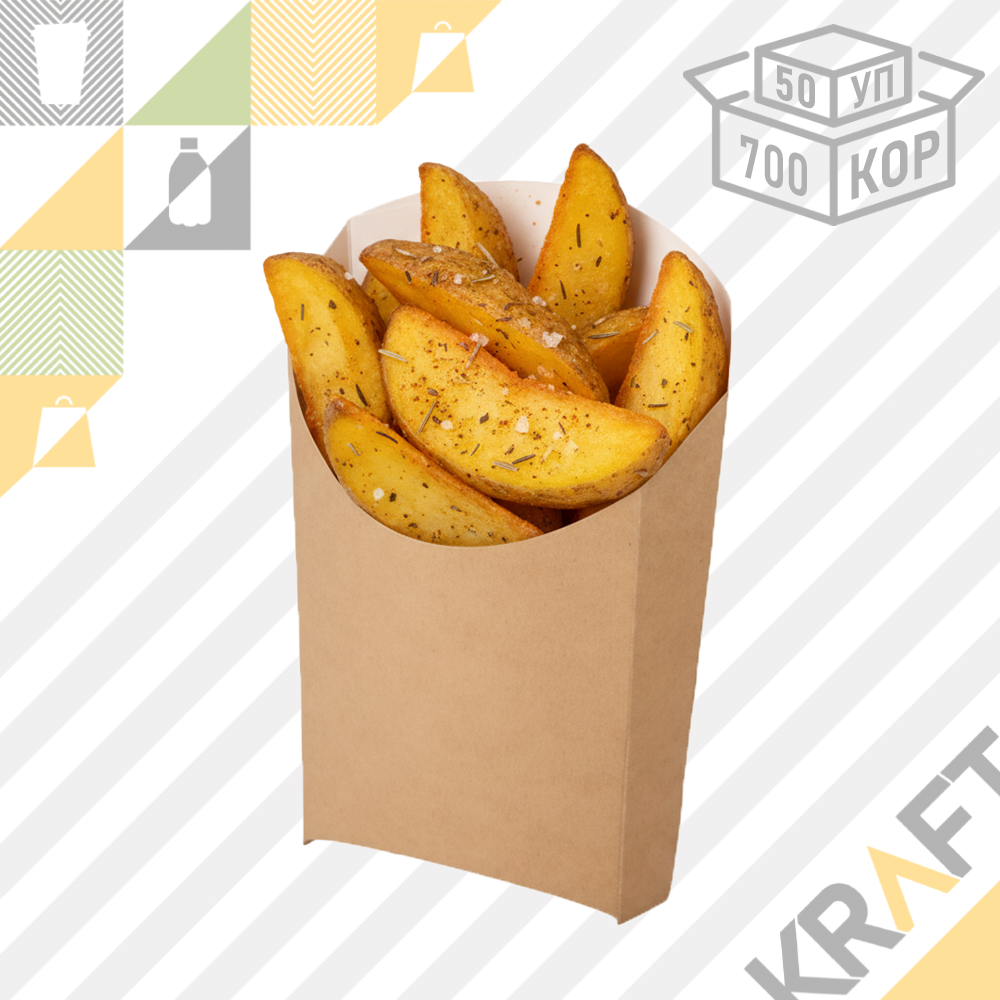 OSQ FRY L (K), Упаковка для картофеля фри 126*50*135 (50/700) (C), фото 1