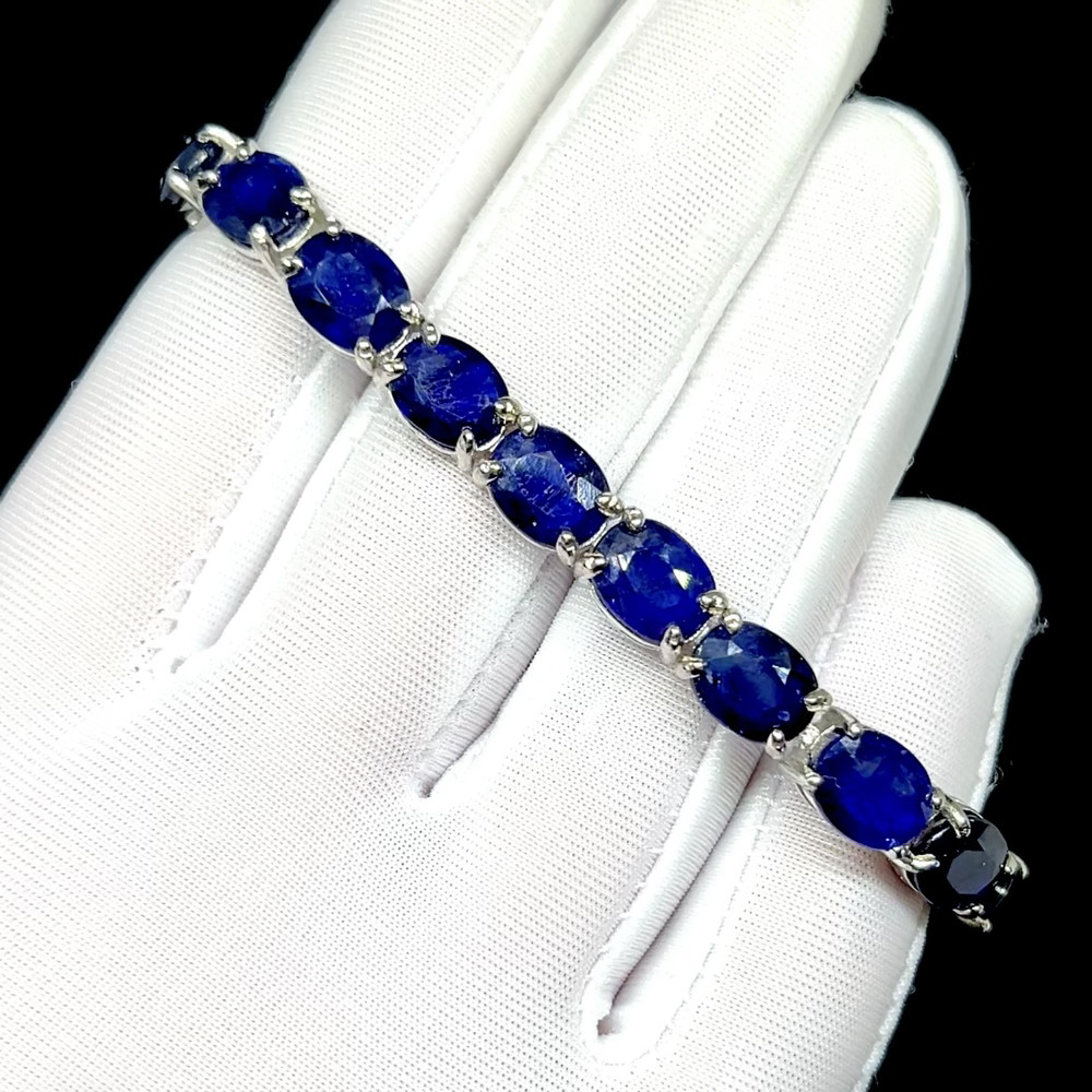 Эксклюзивный браслет с натуральными крупными Сапфирами 9 мм, фото 1