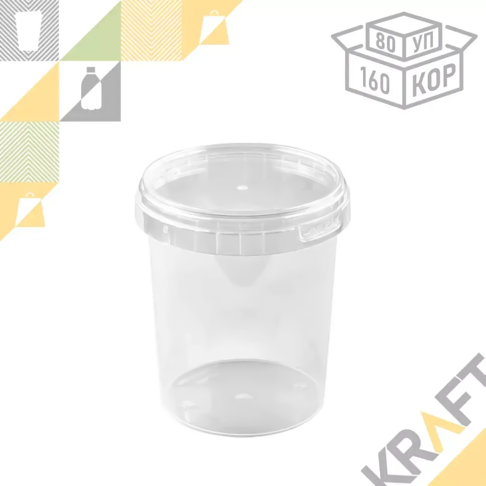 Банка с крышкой 95мм, 520 мл, прозрачная (80/160), фото 1