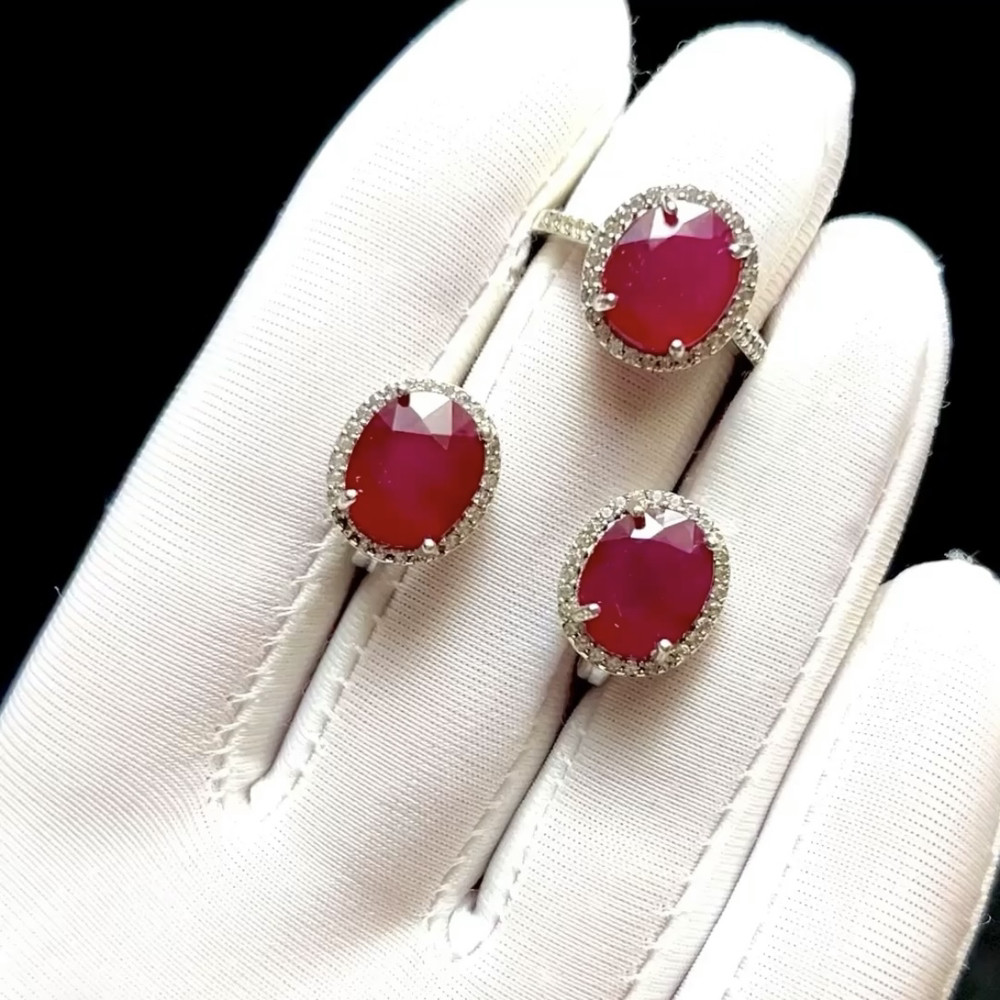 Комплект с натуральными Рубинами 11 мм!!!, фото 1