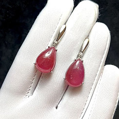 Крупные Серьги с огромными Рубинами 18 мм