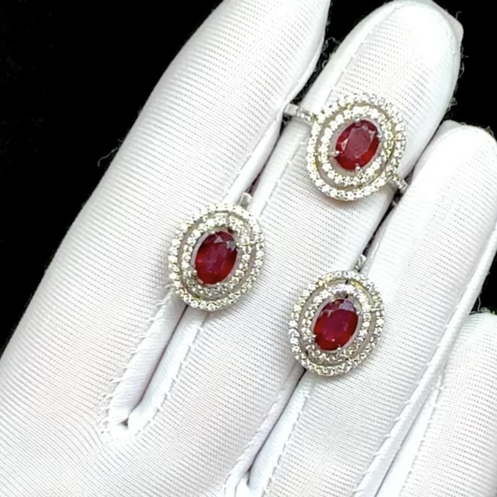 Скидка! Комплект с натуральными Рубинами и Топазами, фото 1