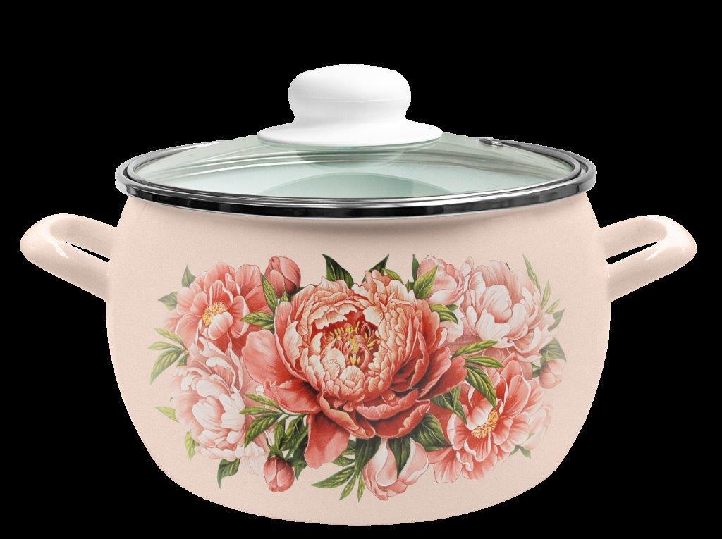 Кастрюля 5л С-4216САП2/4Жм Букет Пионов Новинка, фото 1