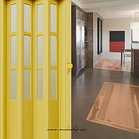 Пластиковые раздвижные двери-гармошка со стеклом стиль и экономия места (0,86см Х 2м,030см) Песочный