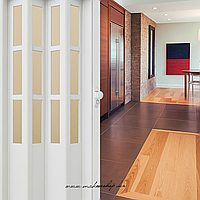 Пластиковые раздвижные двери-гармошка со стеклом стиль и экономия места (0,86см Х 2м,030см)